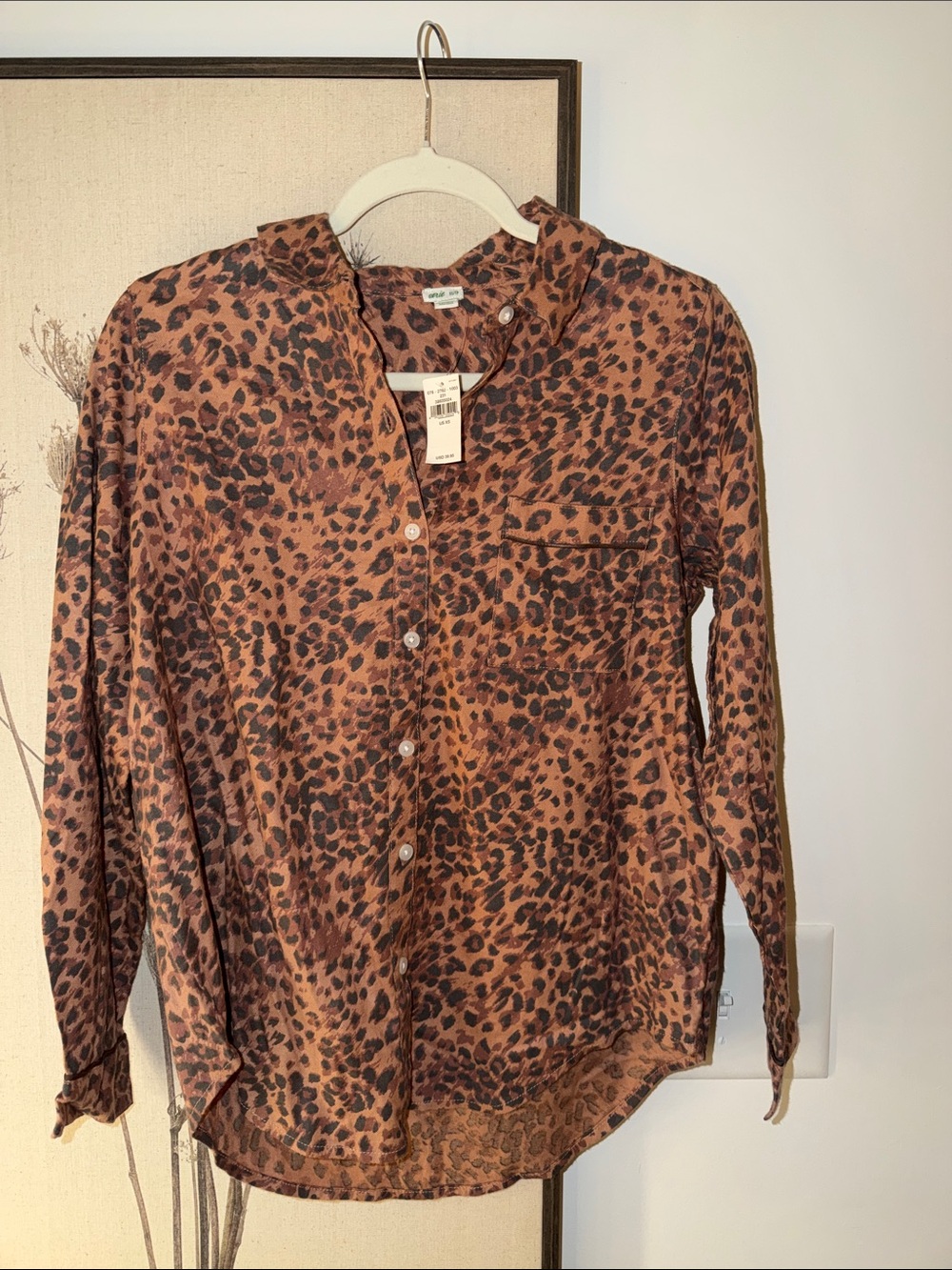 aerie Leopard Print Button-Up Shirt - Rust & Black